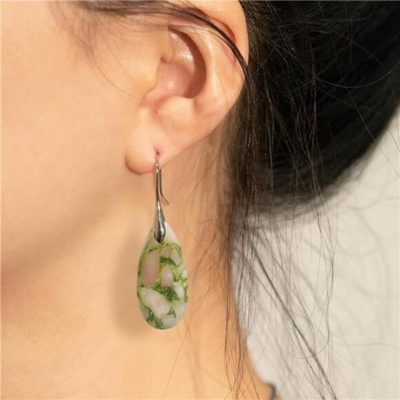 Emperor Stone Teardrop Earrings – Dazzling Natural Stone - Picture 1 of 4